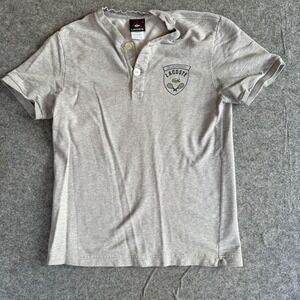 Lacoste‎ Shirt Mens Medium Gray 75th Anniversary Tennis Logo Henley Tee Crest